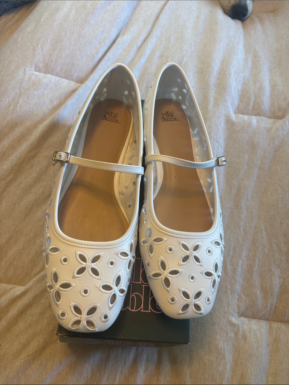 wild fable White Floral Cutout Mary Jane Flats